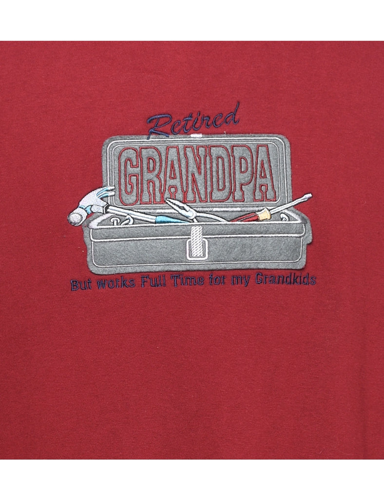 Embroidered Grandpa Printed Sweatshirt - XL