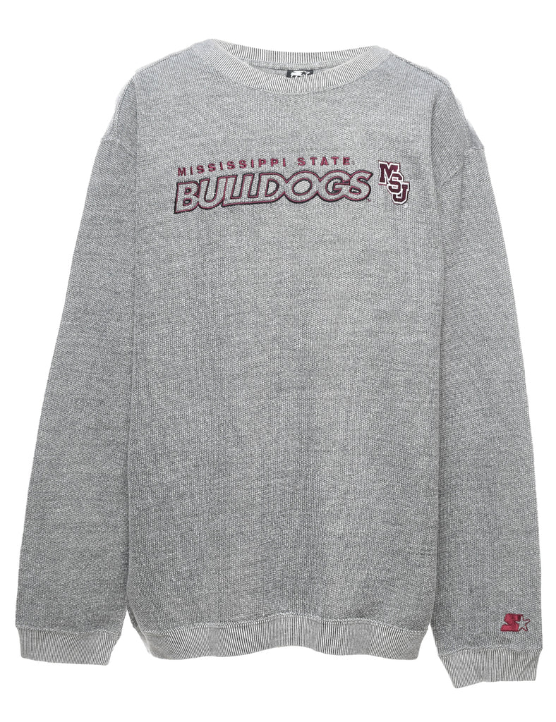 Embroidered Grey Bulldog Design Sweatshirt - XL