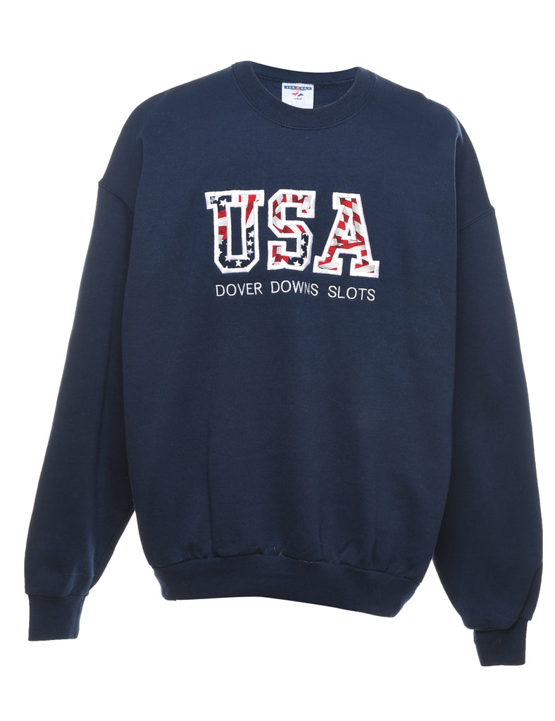 Embroidered USA Navy & Red Printed Sweatshirt - XL