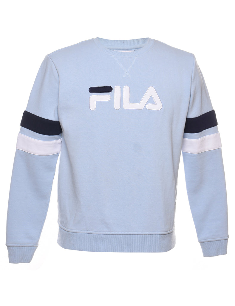 Fila Embroidered Light Blue & White Sweatshirt - M
