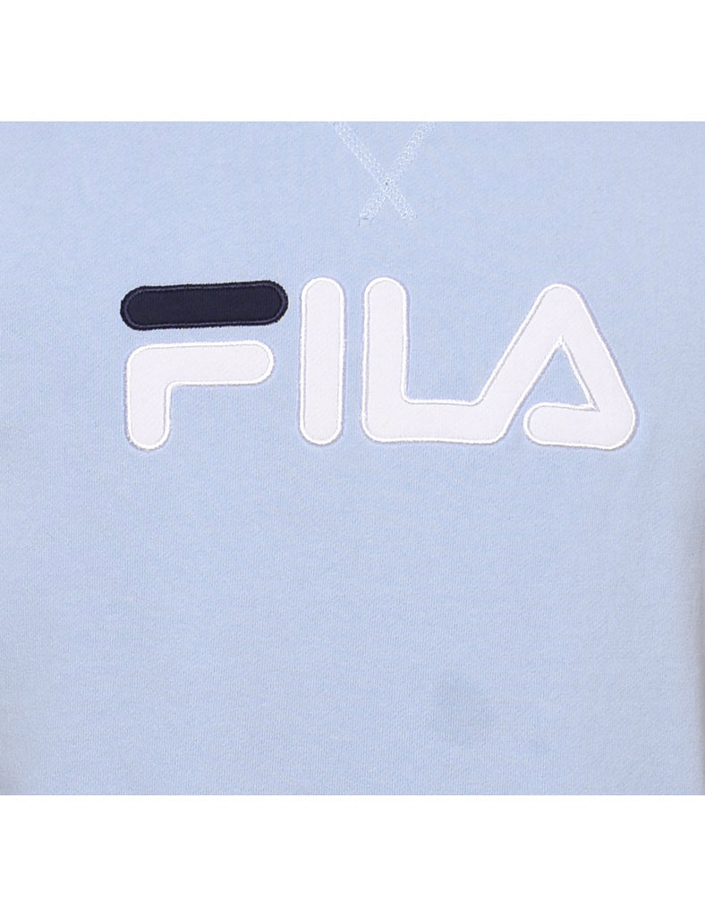 Fila Embroidered Light Blue & White Sweatshirt - M