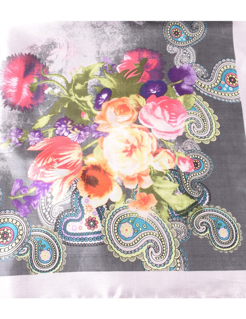 Floral & Paisley Print Head Scarf - L