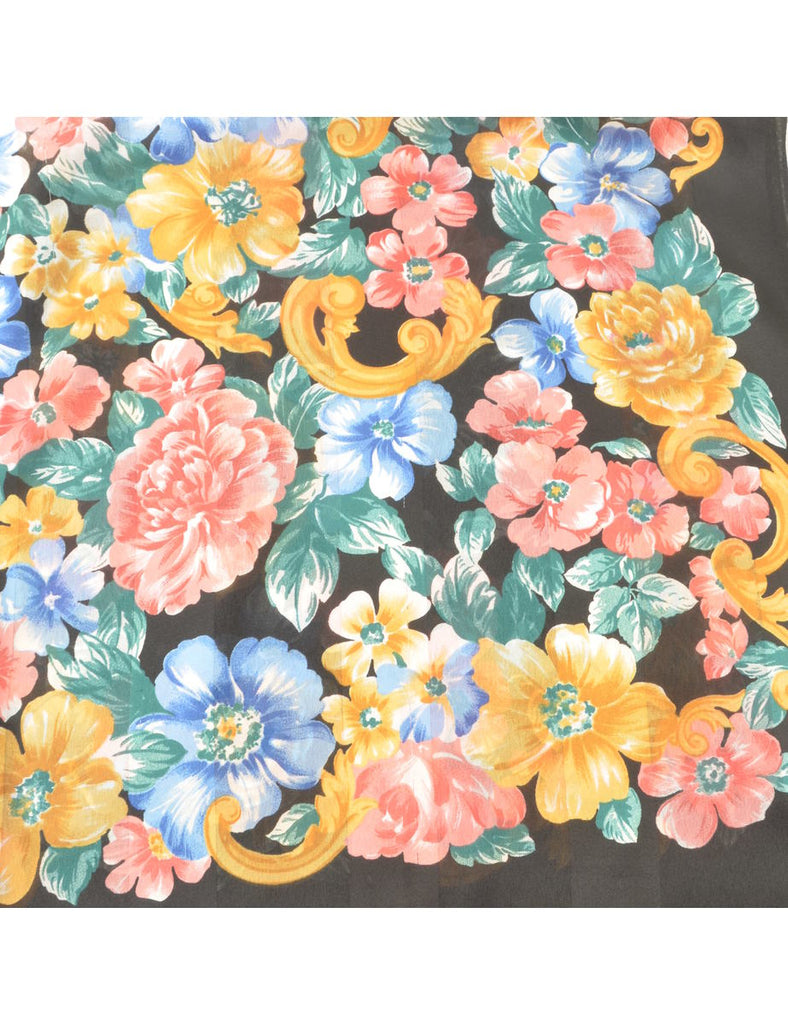 Floral Print Scarf - L