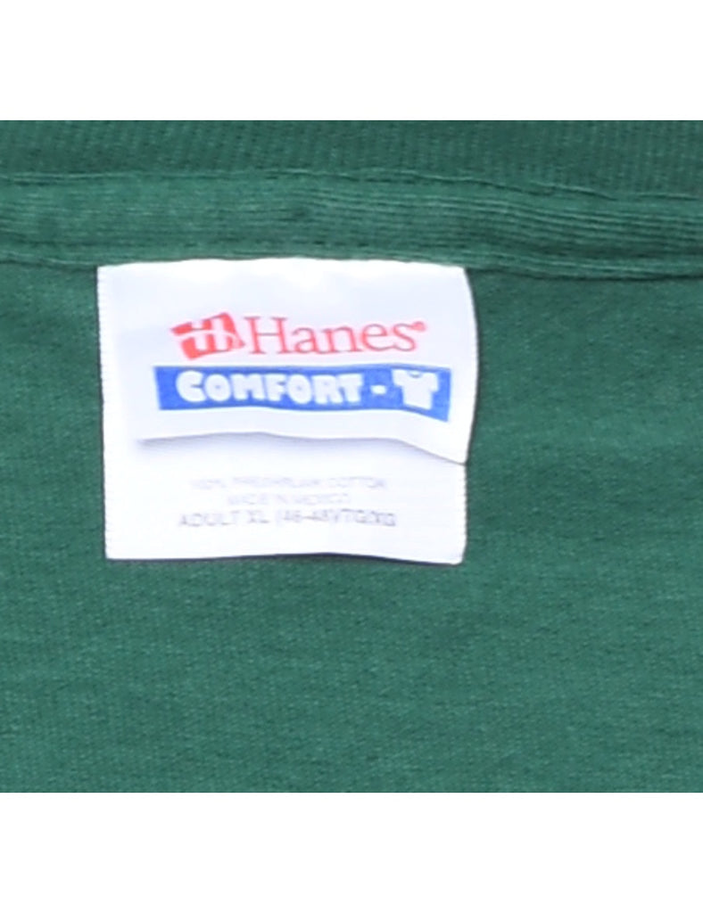 Floral Printed Dark Green T-shirt - XL