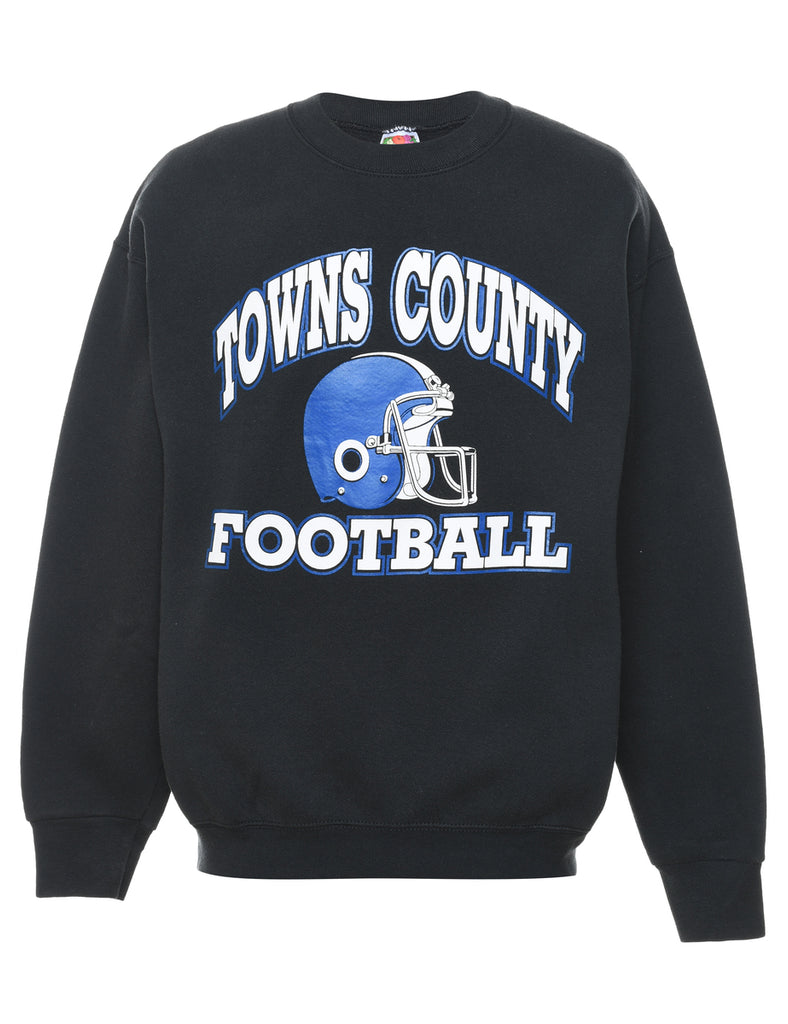 Football Helmet Design Black & Navy Sports Sweatshirt - M