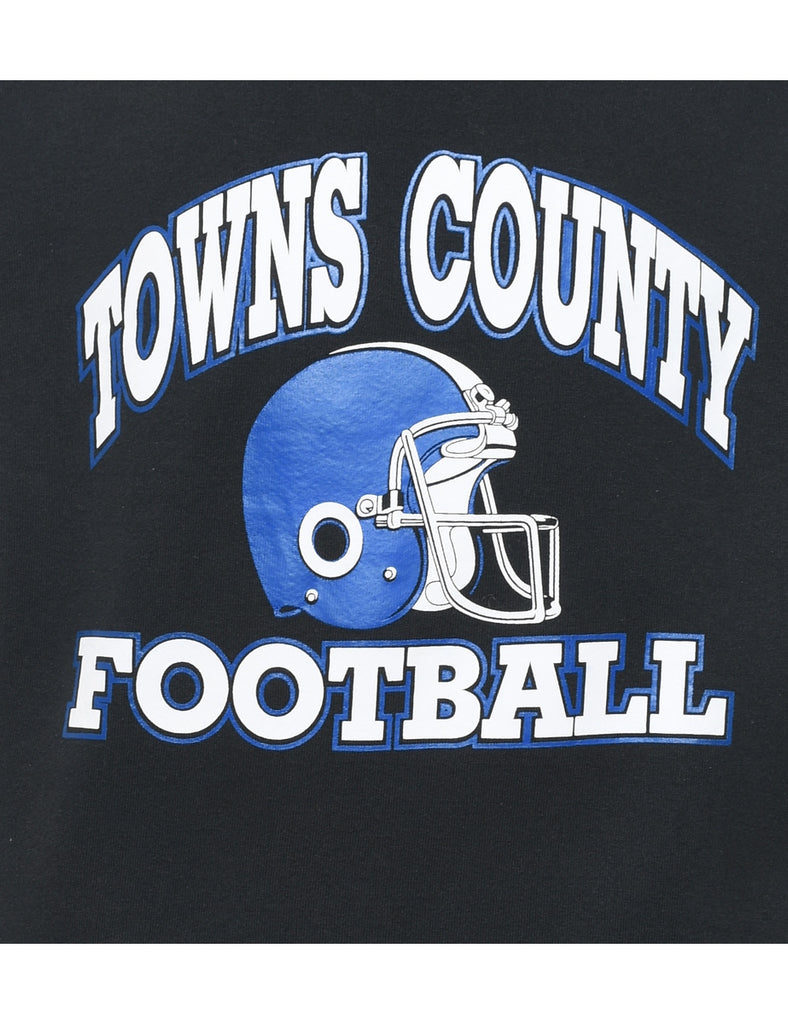 Football Helmet Design Black & Navy Sports Sweatshirt - M