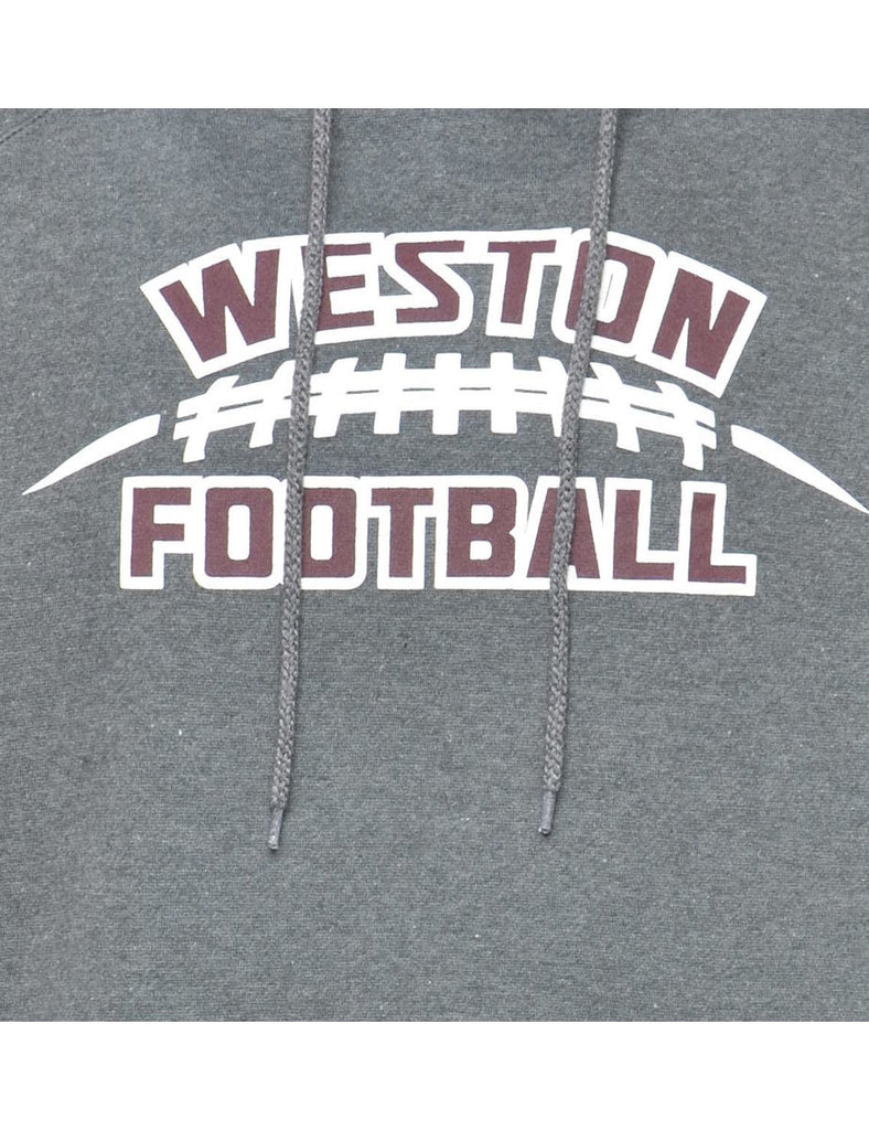 Football Hooded Grey Sports Sweatshirt - M