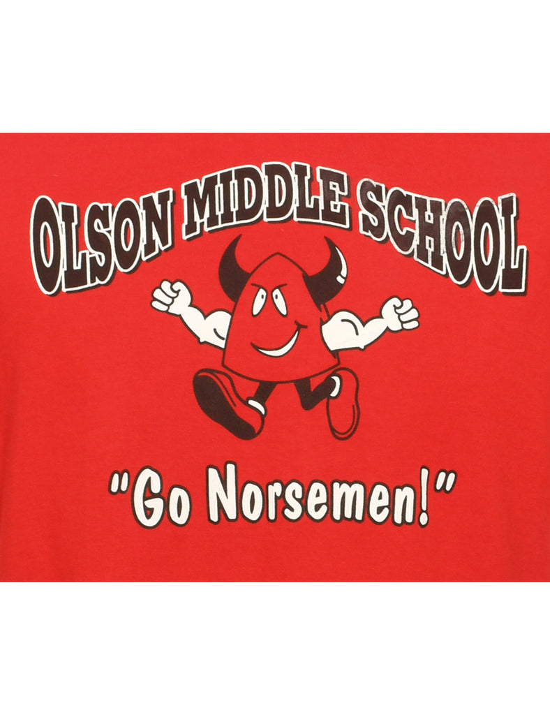 Fruit of the Loom Printed Red T-shirt - L