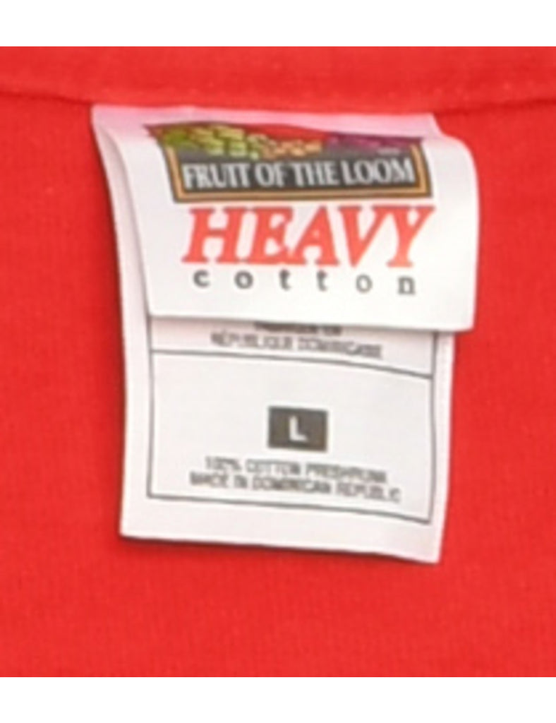 Fruit of the Loom Printed Red T-shirt - L