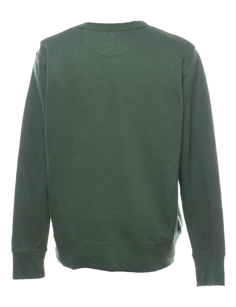 George Mason Dark Green & Yellow Printed Sweatshirt - M