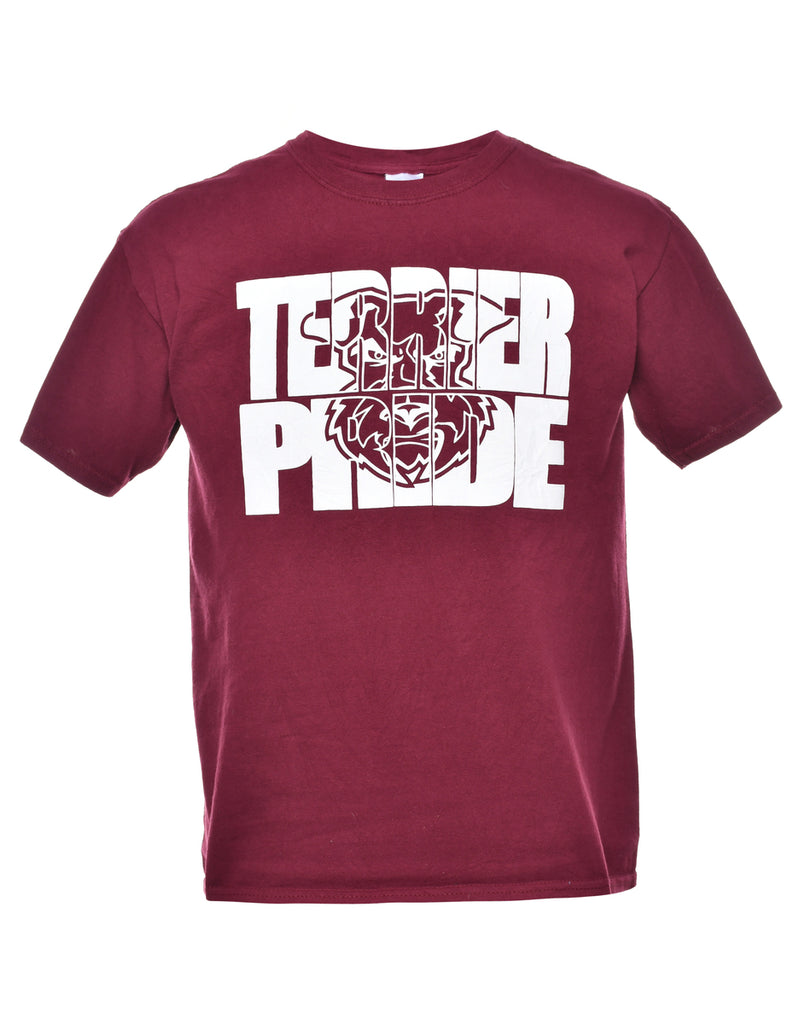 Gildan Burgundy Printed T-shirt - M