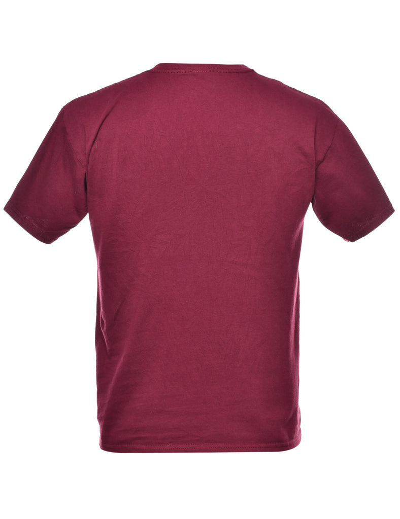 Gildan Burgundy Printed T-shirt - M