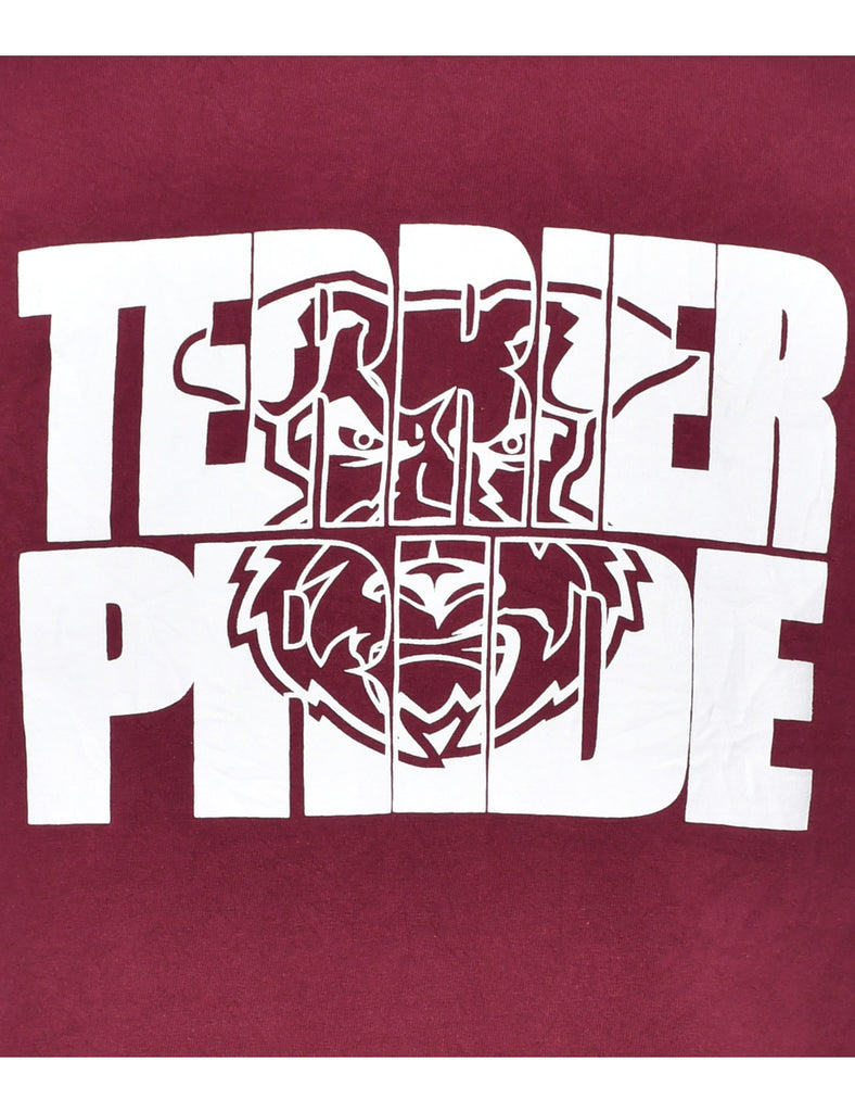 Gildan Burgundy Printed T-shirt - M