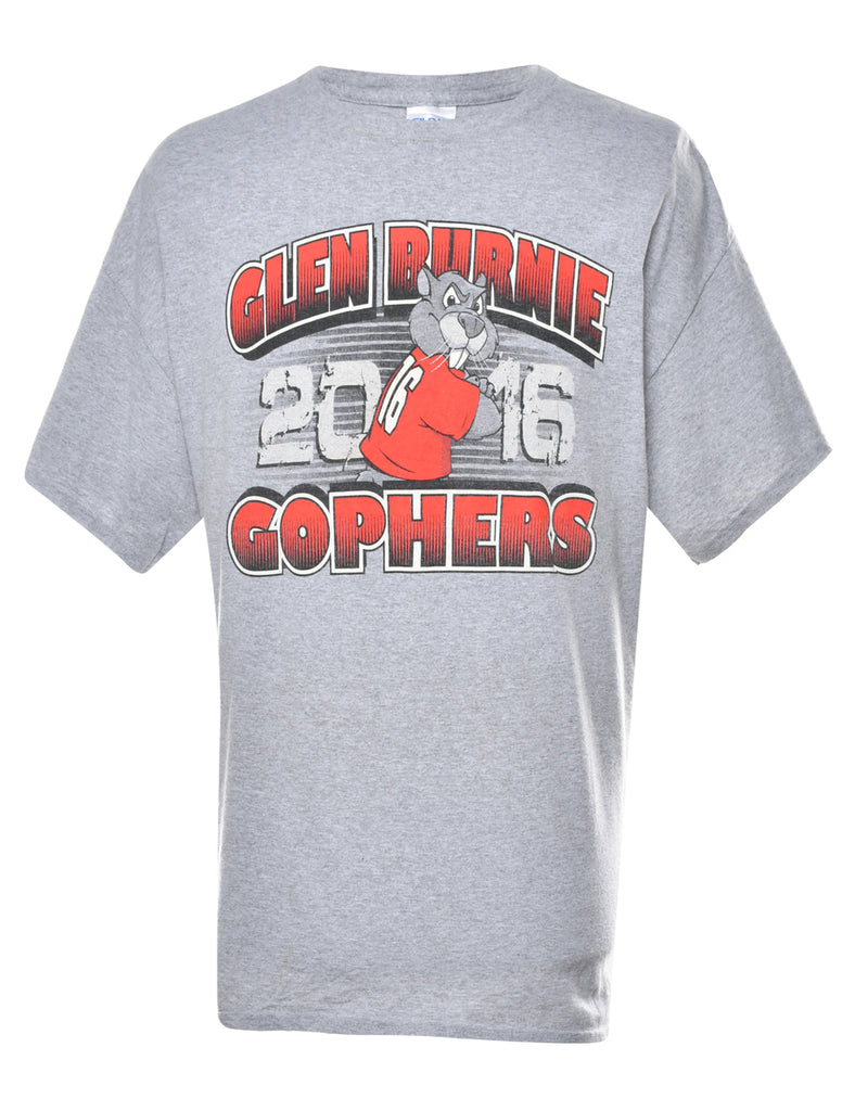 Glen Burnie Gophers Printed Grey & Red T-shirt - XL