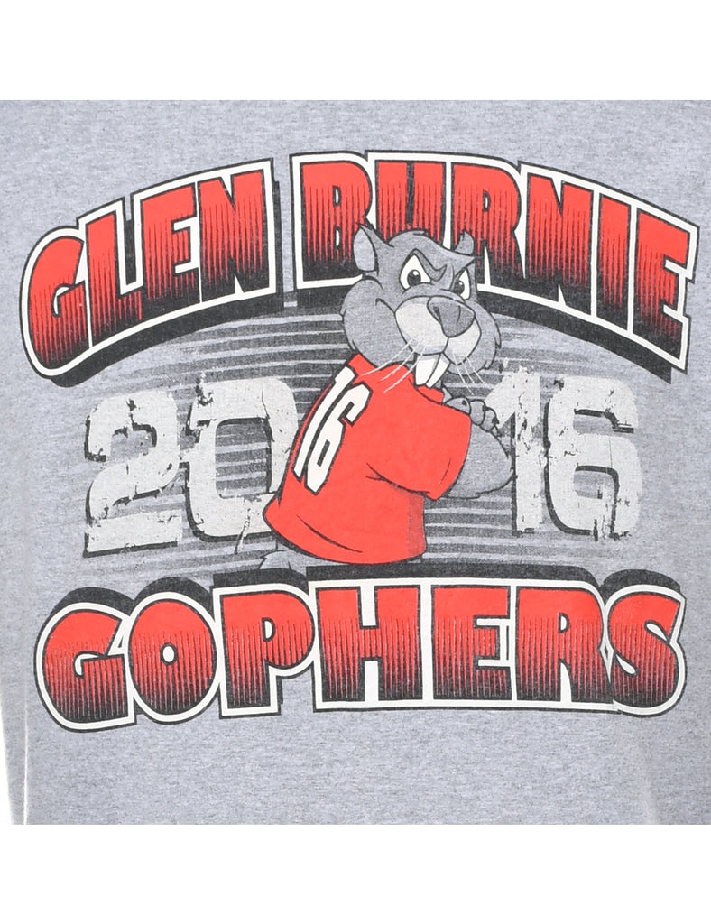 Glen Burnie Gophers Printed Grey & Red T-shirt - XL
