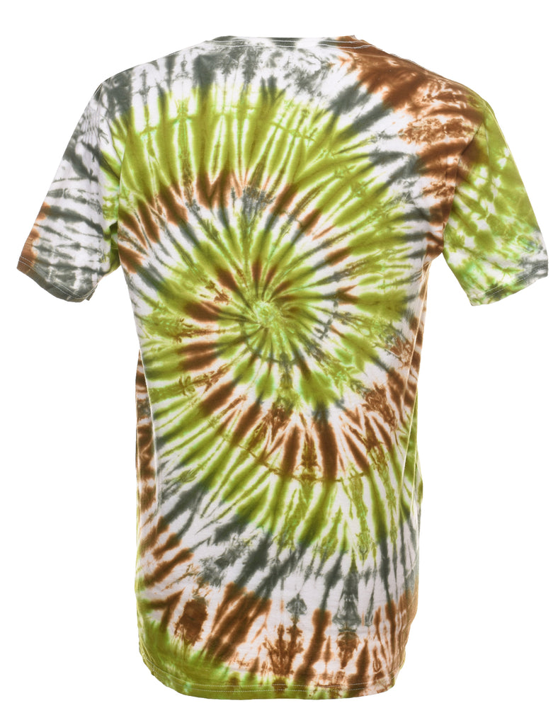 Green, Brown & White Tie Dye T-Shirt - M