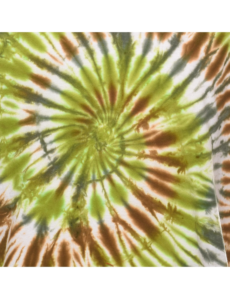 Green, Brown & White Tie Dye T-Shirt - M