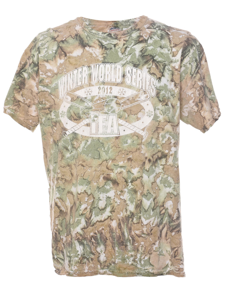 Green & Brown Winter World Series 2012 IFA Tie Dye T-shirt - L