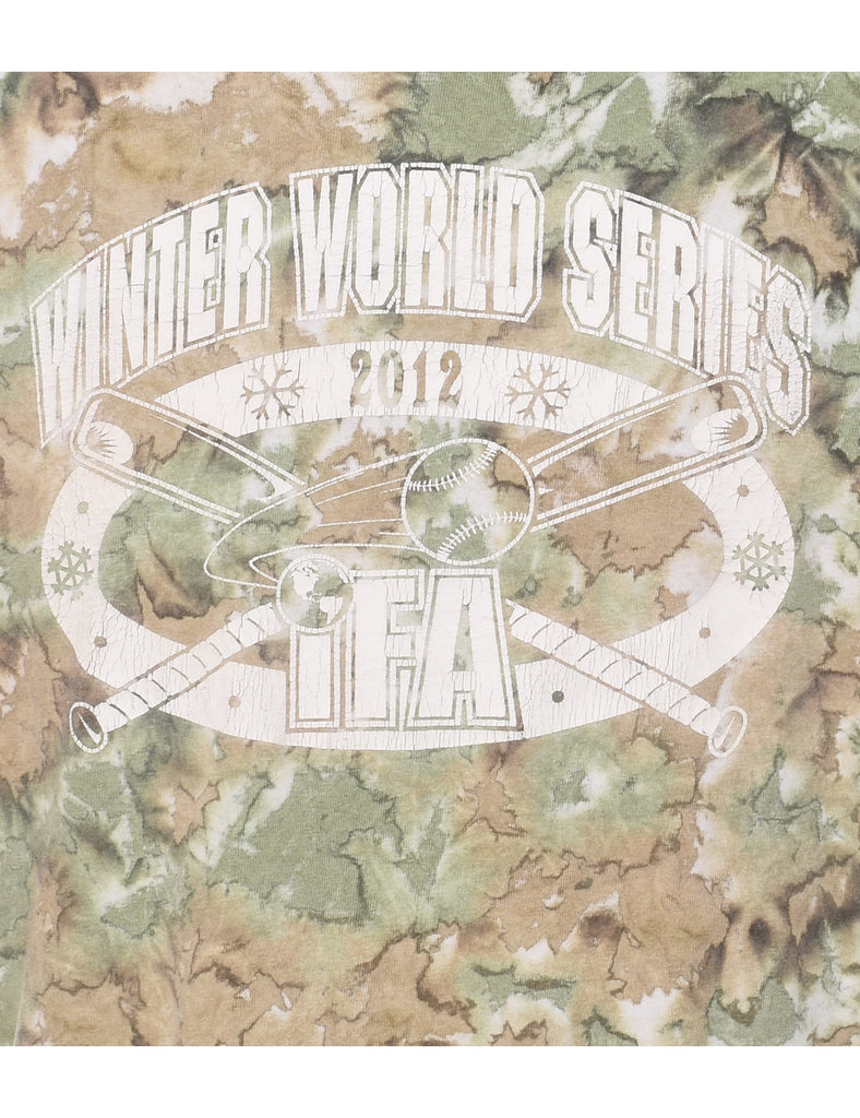 Green & Brown Winter World Series 2012 IFA Tie Dye T-shirt - L
