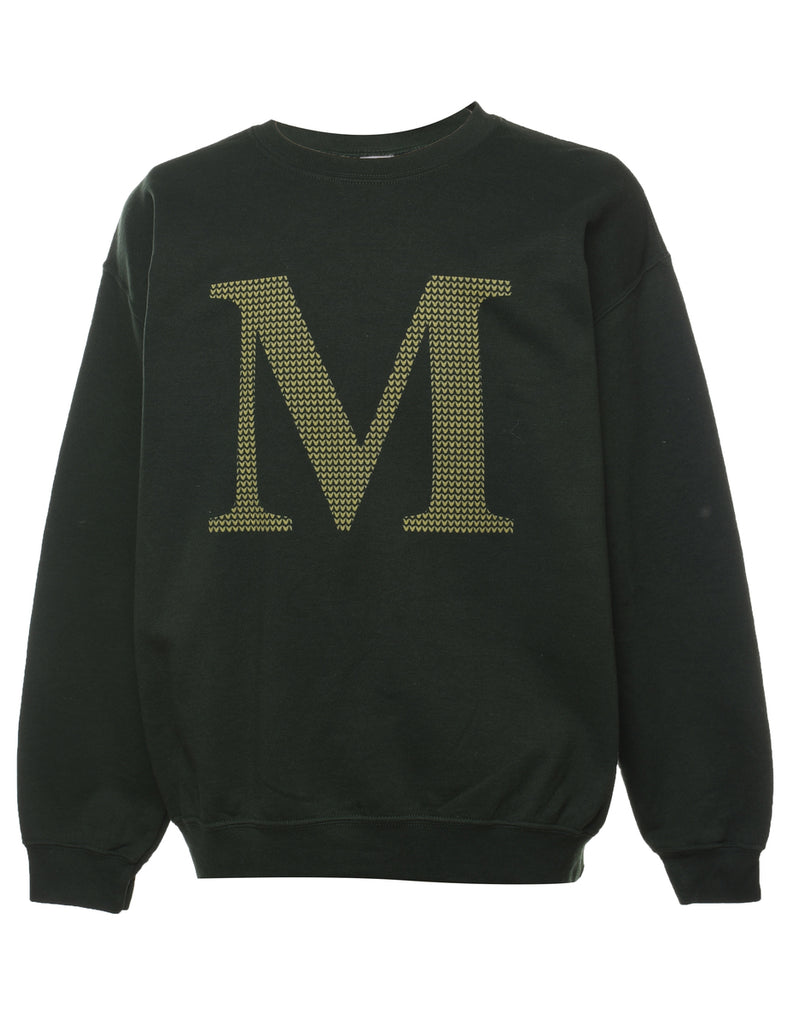 Green 'M' Printed Sweatshirt - L