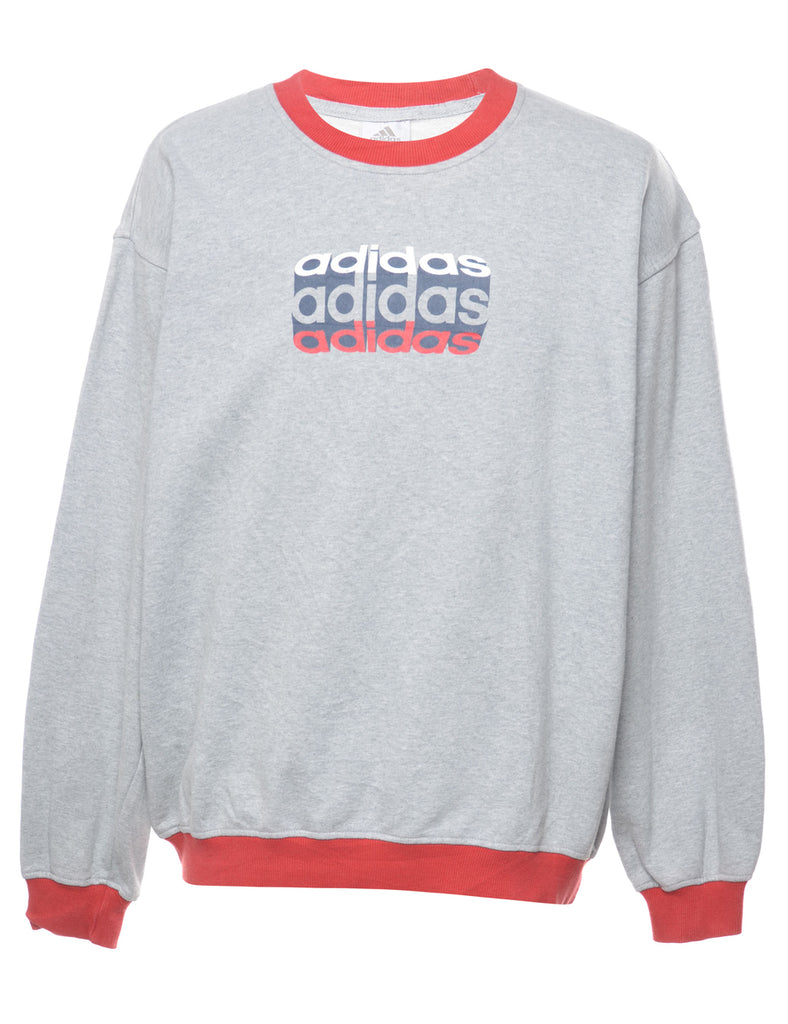 Grey Adidas Printed Sweatshirt - XL