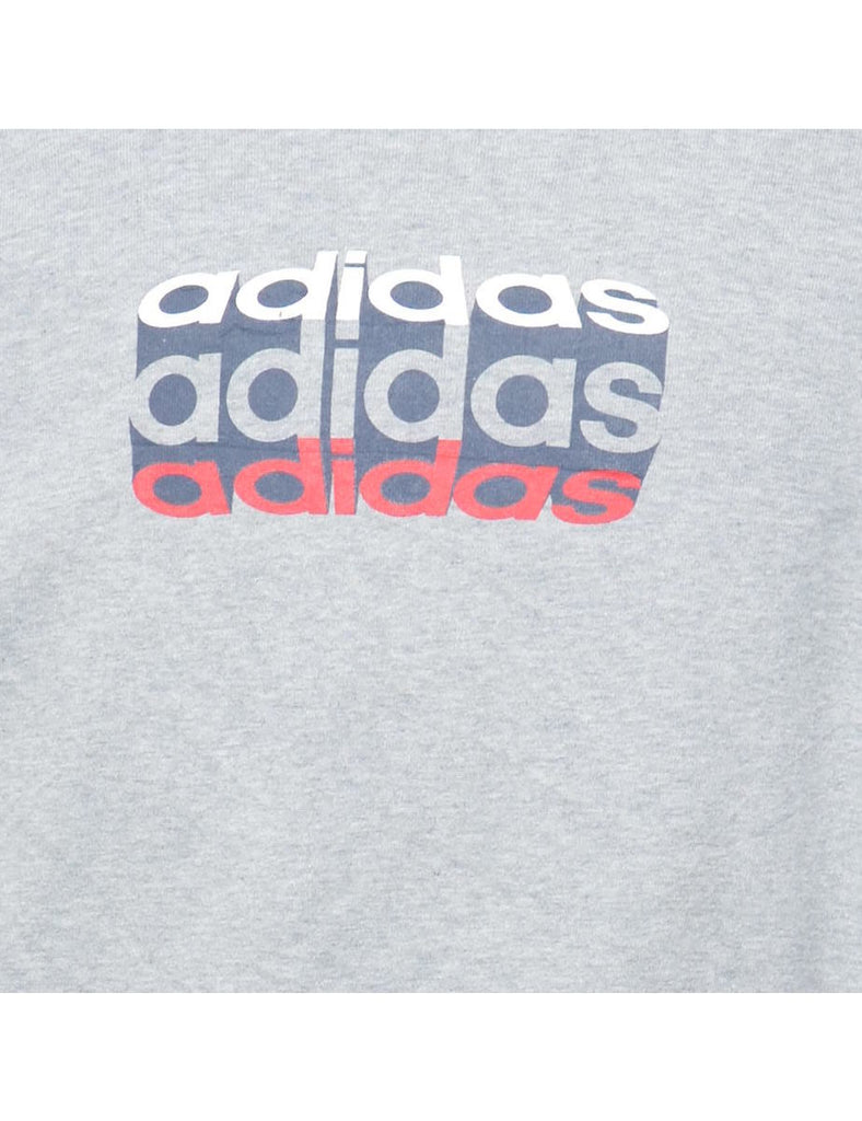 Grey Adidas Printed Sweatshirt - XL