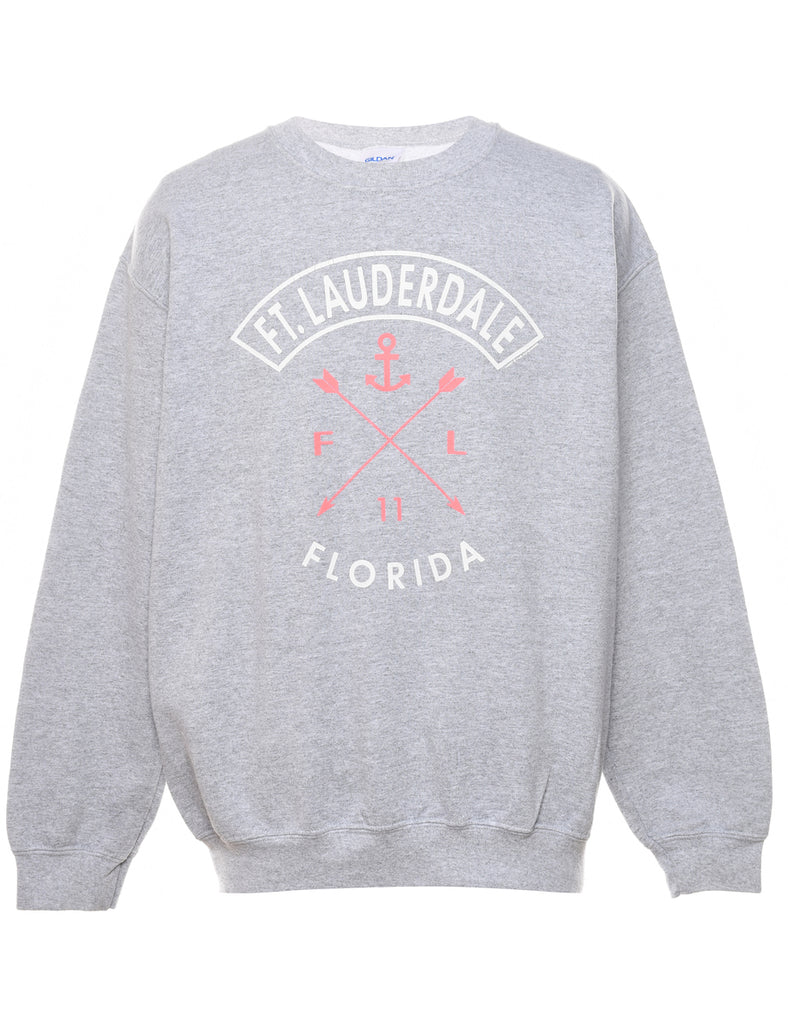 Grey Ft. Lauderdale Florida Printed Sweatshirt - M