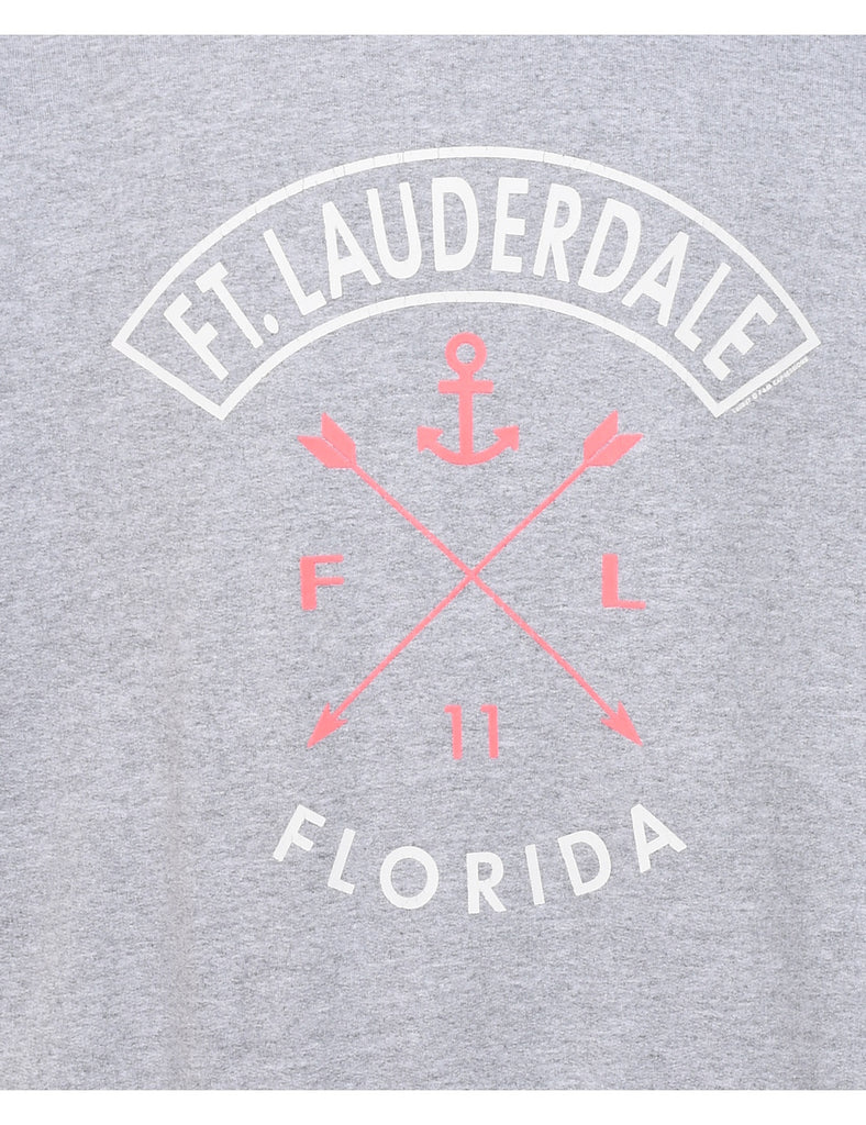 Grey Ft. Lauderdale Florida Printed Sweatshirt - M