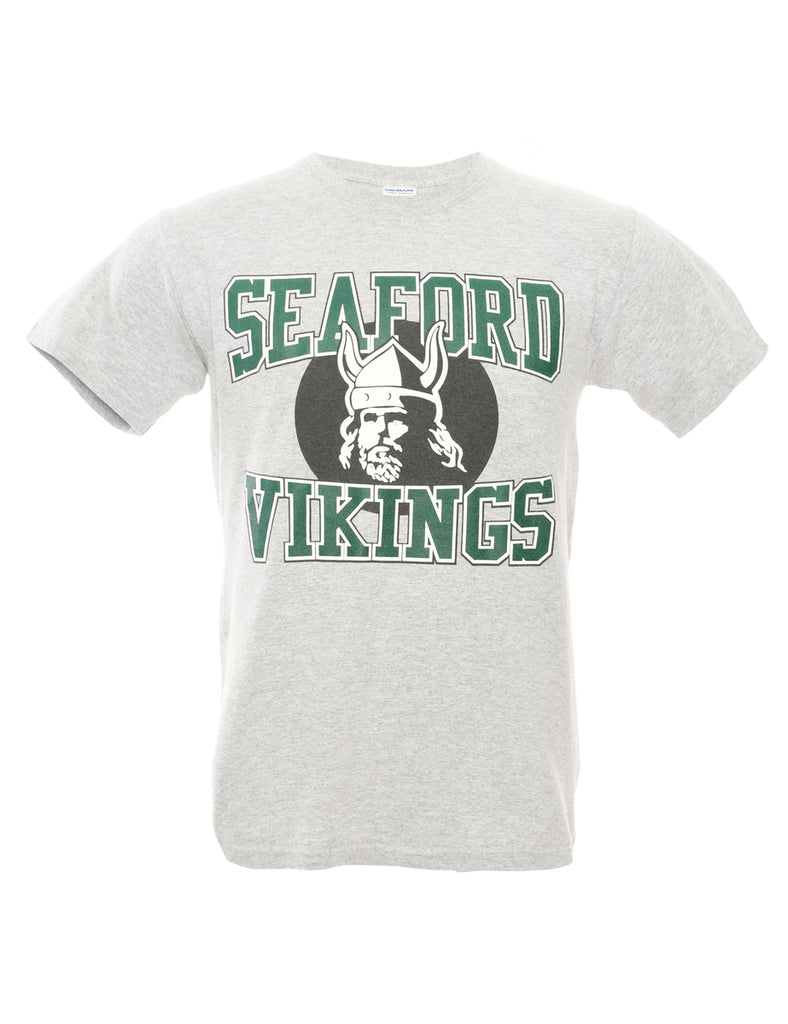 Grey Gildan T-shirt With Seaford Vikings Print - S