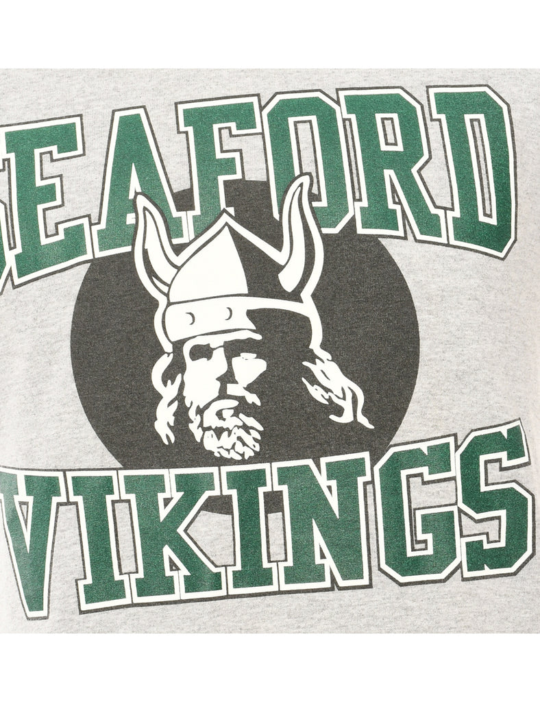 Grey Gildan T-shirt With Seaford Vikings Print - S