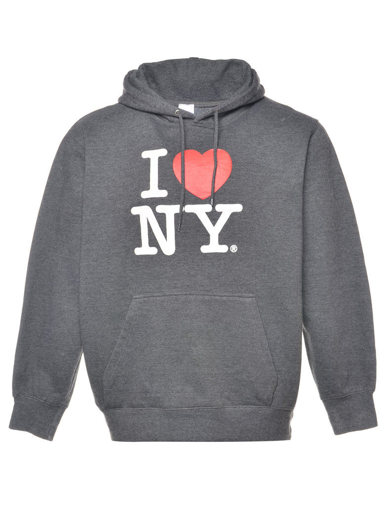 Grey INY Printed Hoodie - M