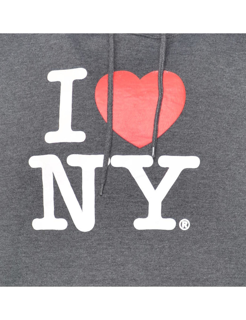 Grey INY Printed Hoodie - M