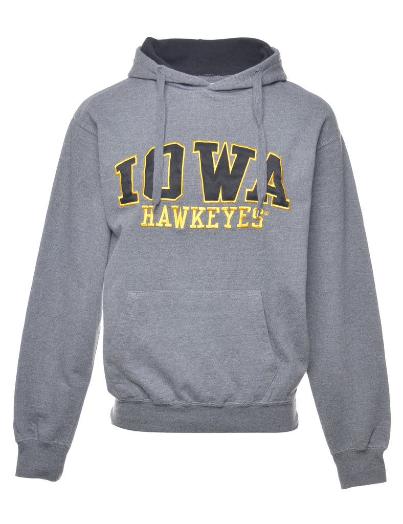 Grey IOWA Printed Hoodie - S