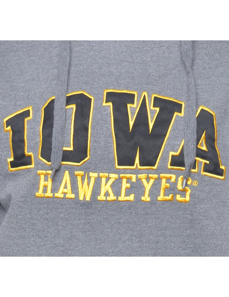 Grey IOWA Printed Hoodie - S