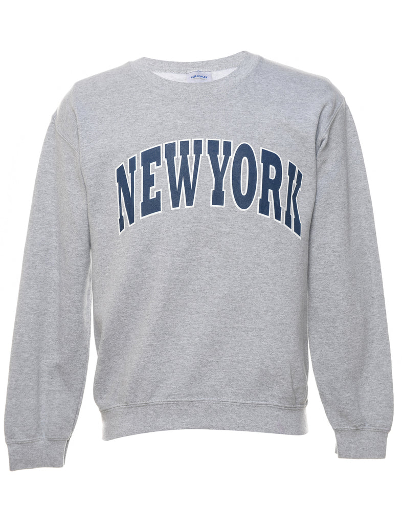 Grey New York Printed Sweatshirt - S