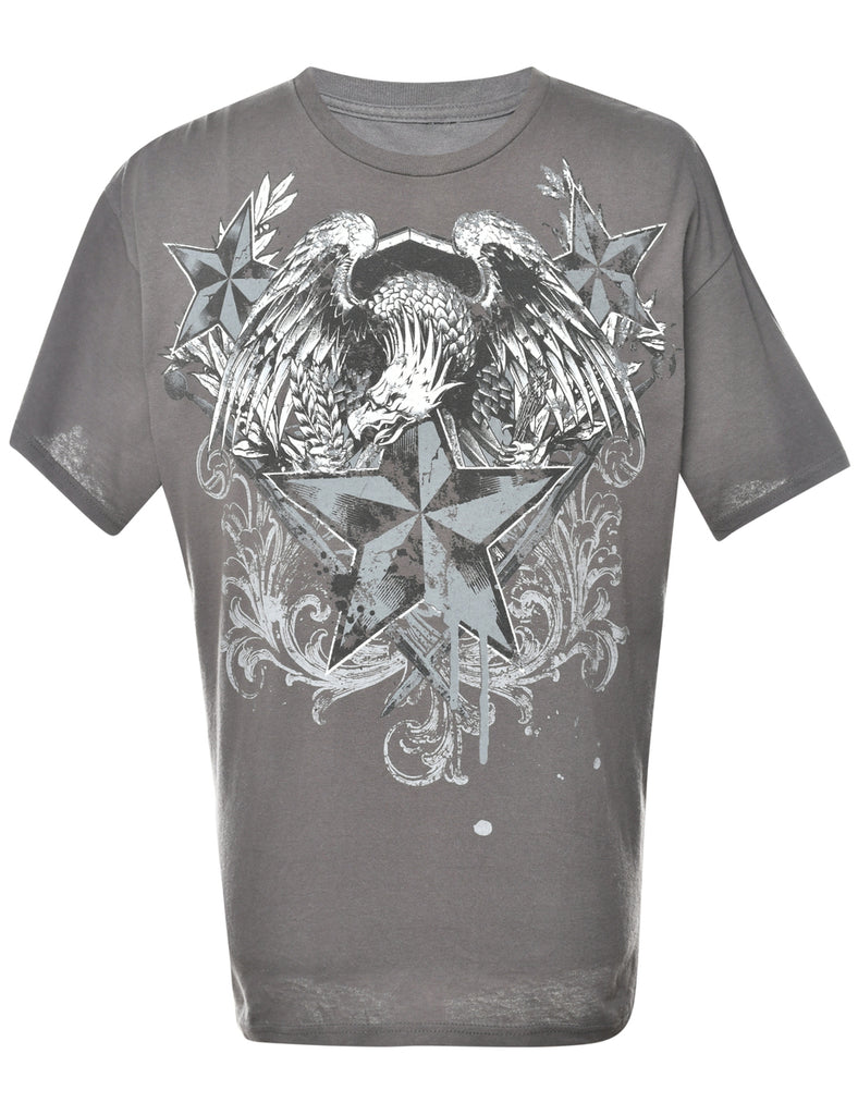 Grey & White Eagle Print T-shirt - XL