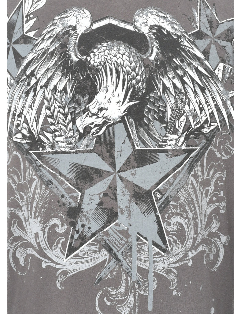 Grey & White Eagle Print T-shirt - XL