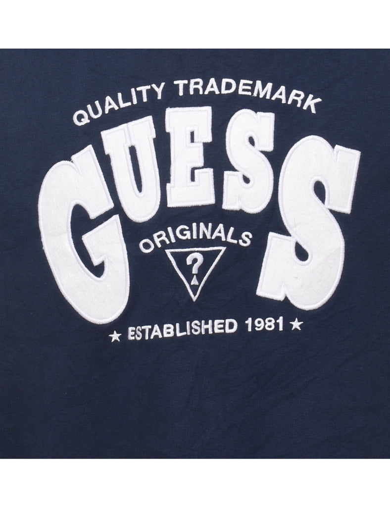 Guess Navy & White Y2K Sweatshirt - M