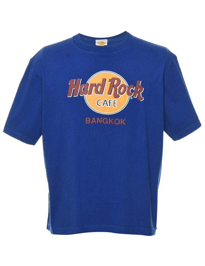 Hard Rock Cafe Blue & Yellow Printed T-shirt - XL