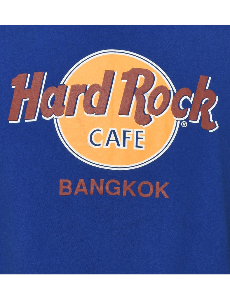 Hard Rock Cafe Blue & Yellow Printed T-shirt - XL