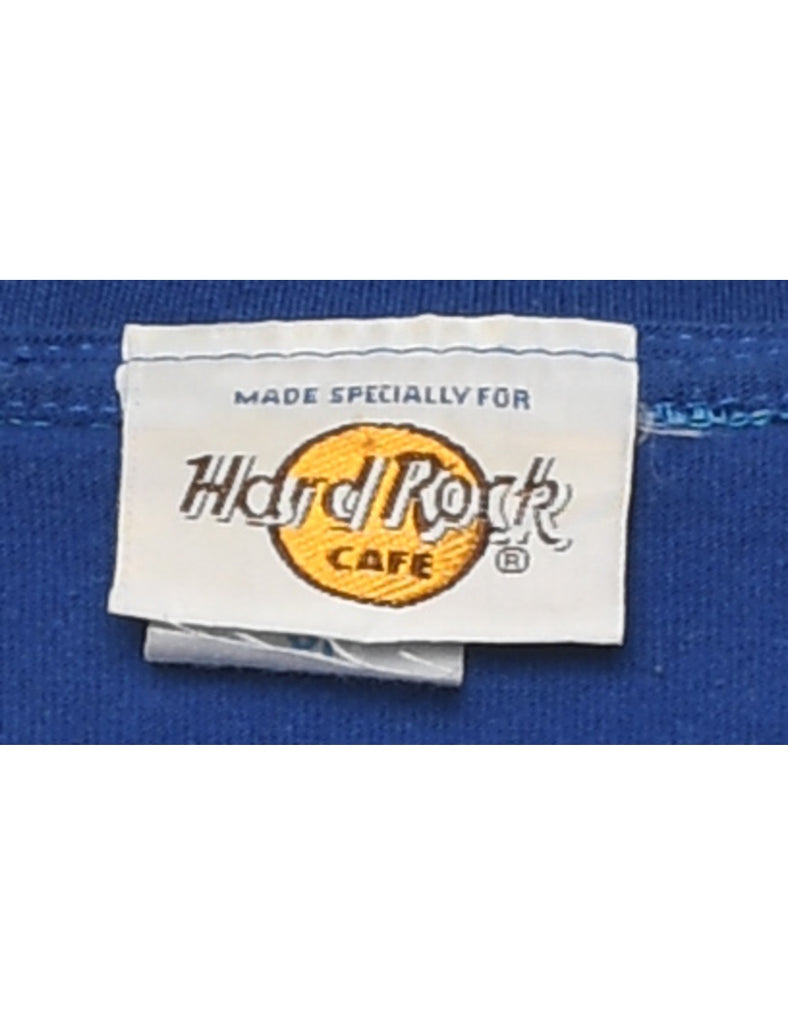 Hard Rock Cafe Blue & Yellow Printed T-shirt - XL