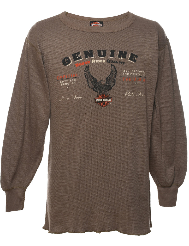 Harley Davidson Black & Orange Printed T-shirt - XXL