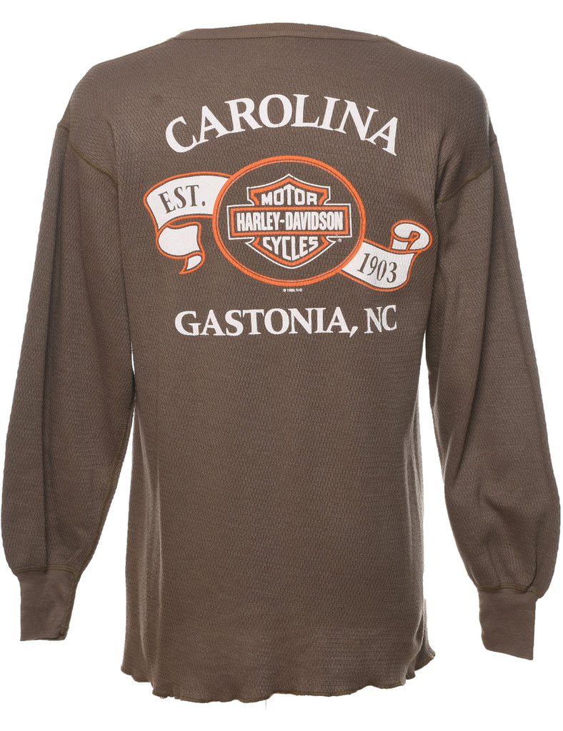 Harley Davidson Black & Orange Printed T-shirt - XXL