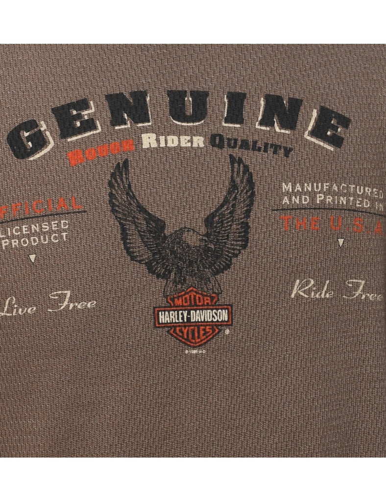 Harley Davidson Black & Orange Printed T-shirt - XXL