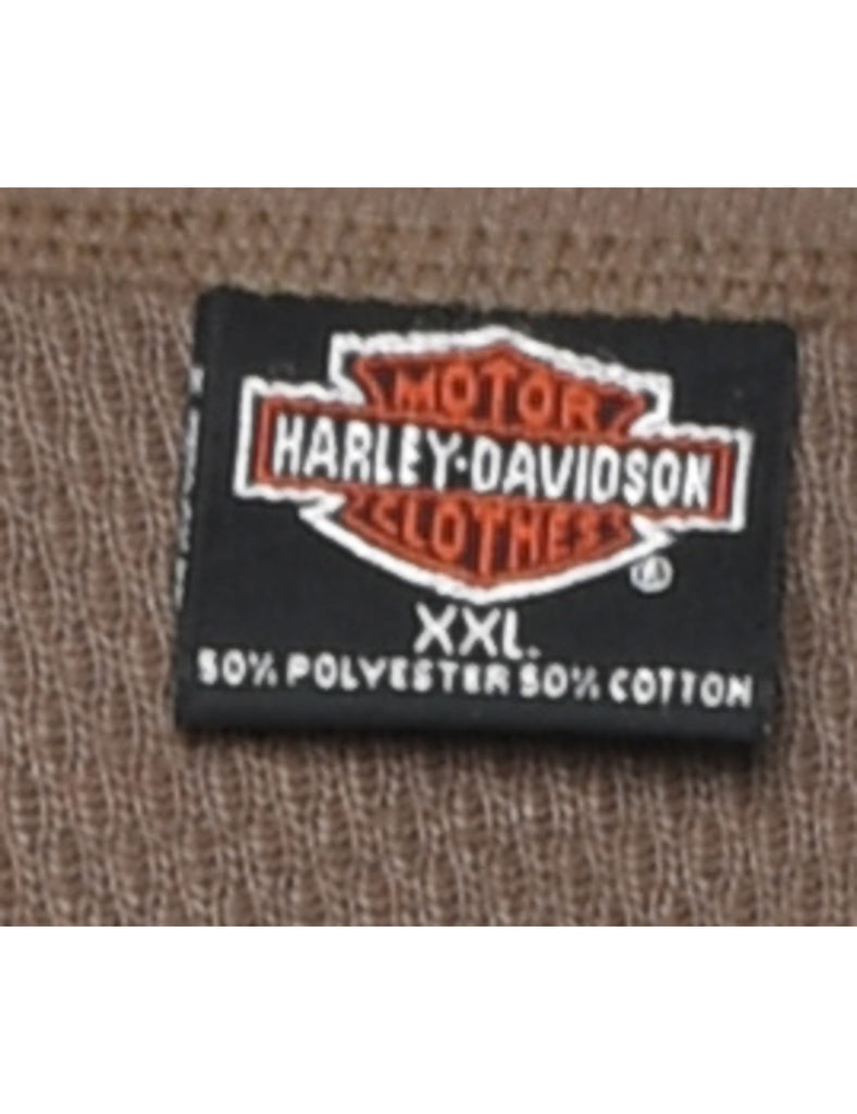 Harley Davidson Black & Orange Printed T-shirt - XXL