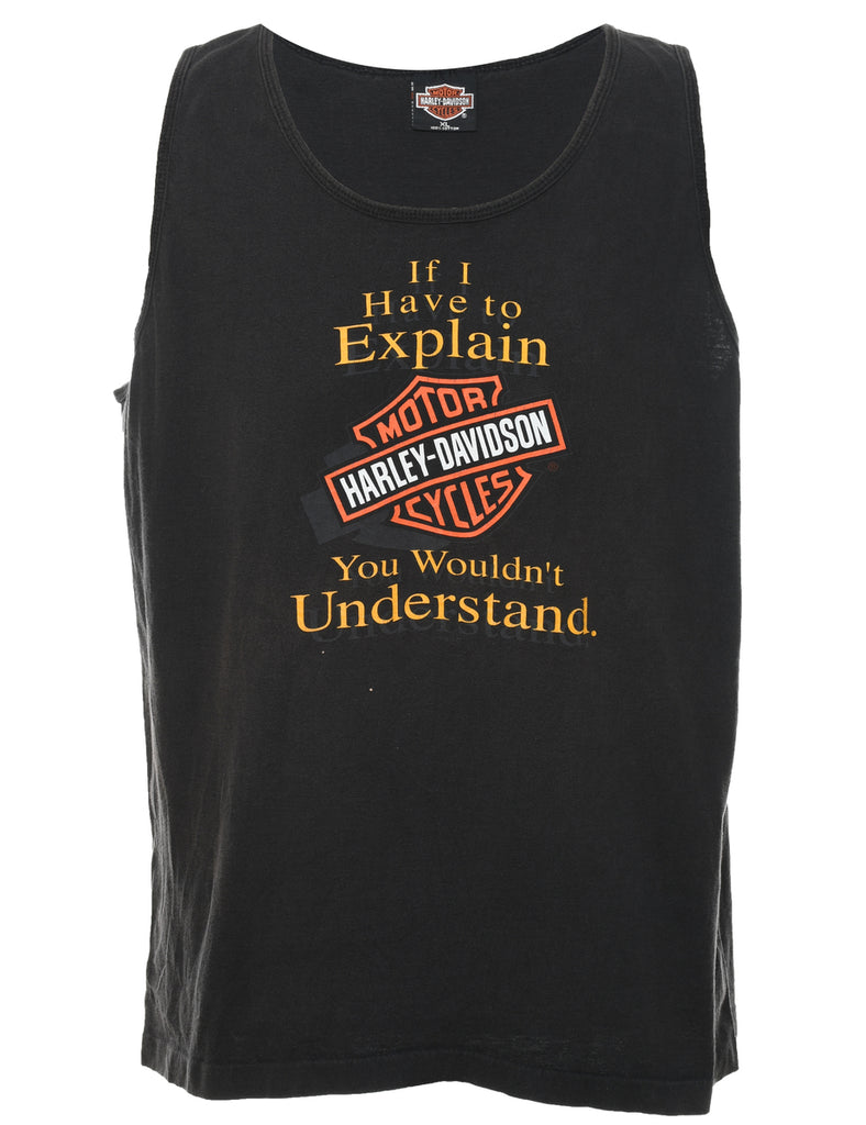 Harley Davidson Black, Orange & Yellow Y2K Vest - XL