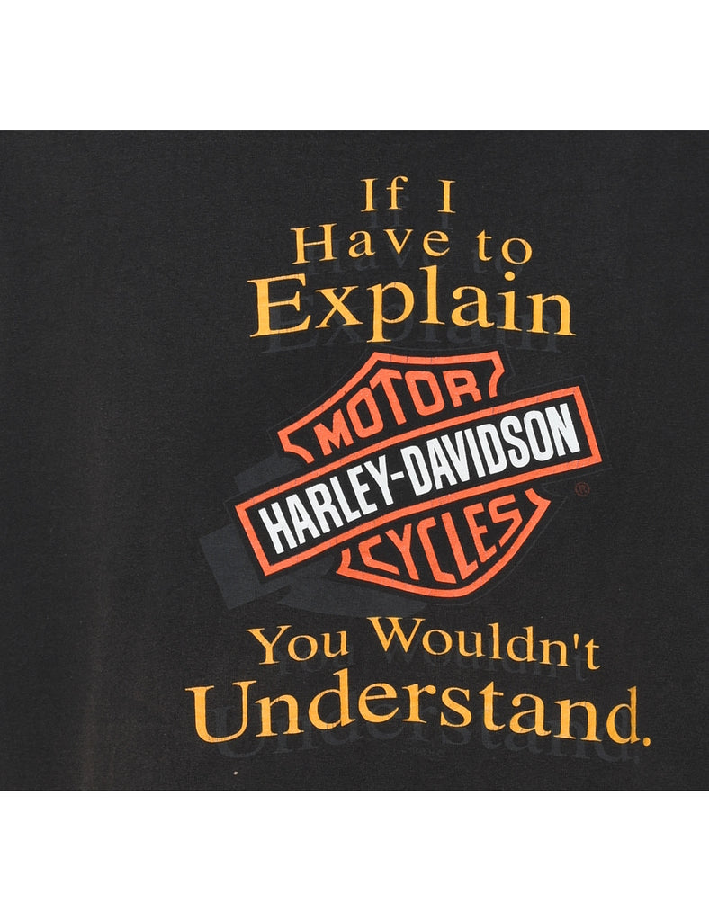 Harley Davidson Black, Orange & Yellow Y2K Vest - XL