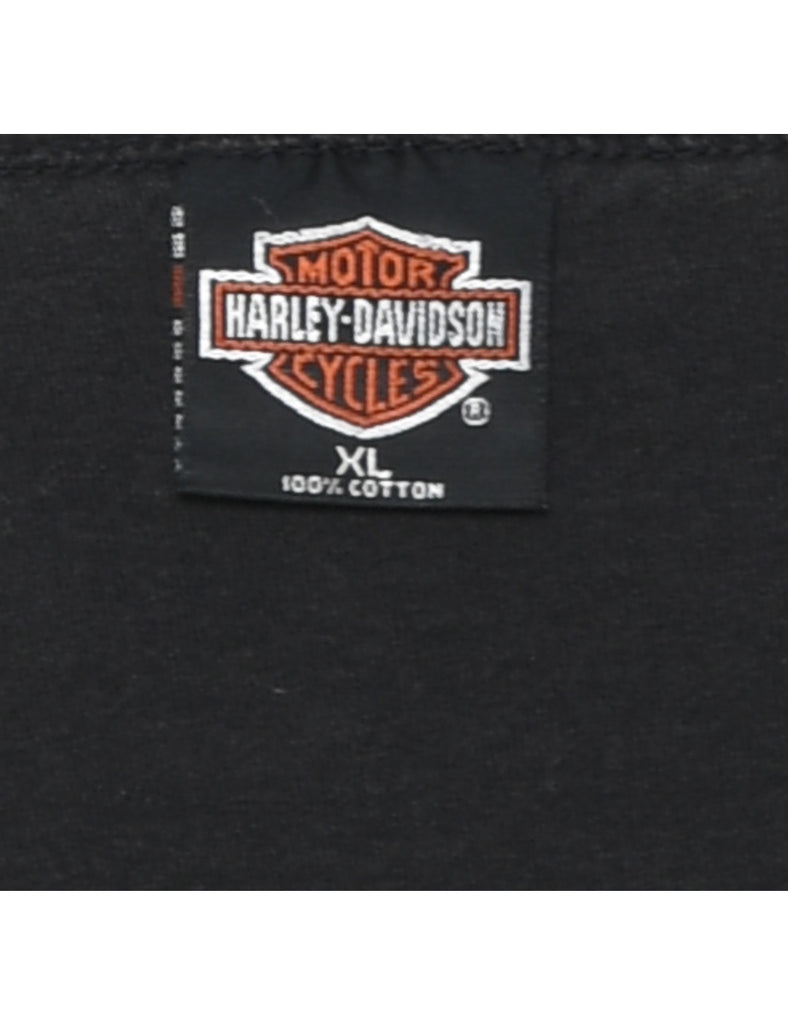 Harley Davidson Black, Orange & Yellow Y2K Vest - XL