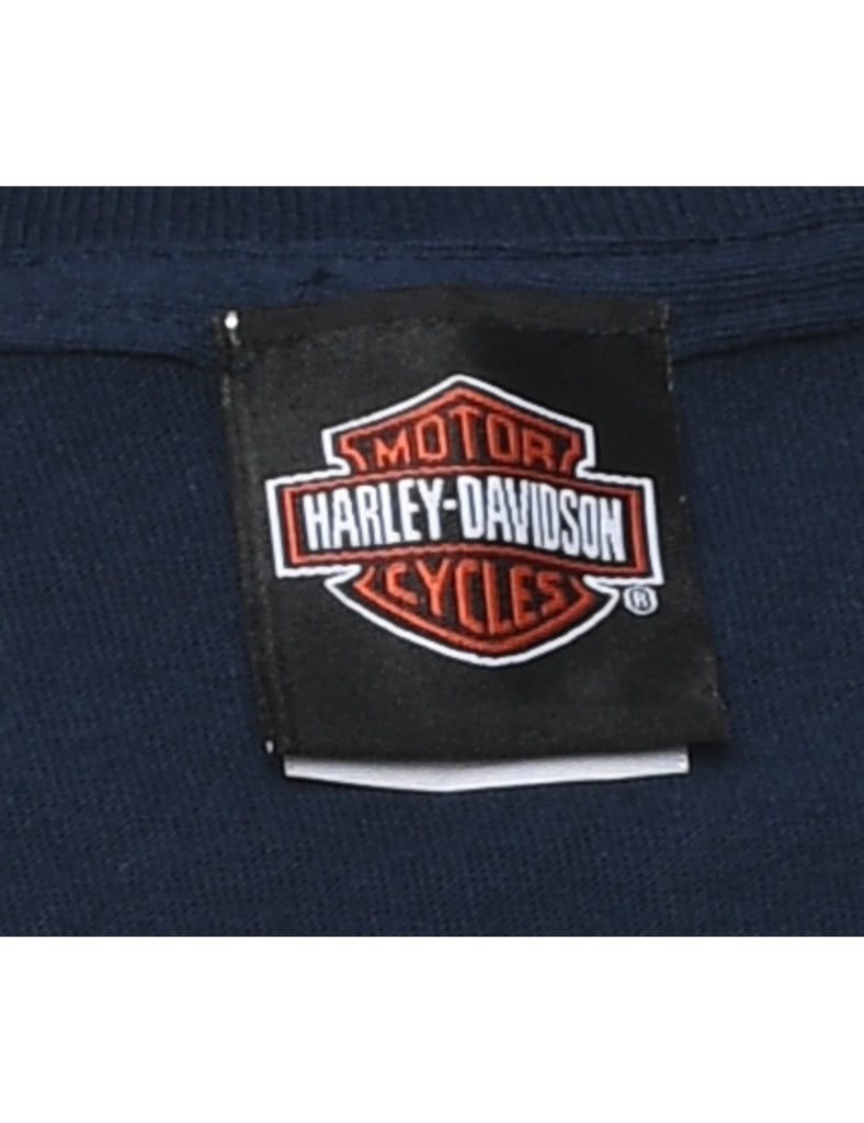 Harley Davidson Fire Fighter Kicking Ash Printed T-shirt - XL