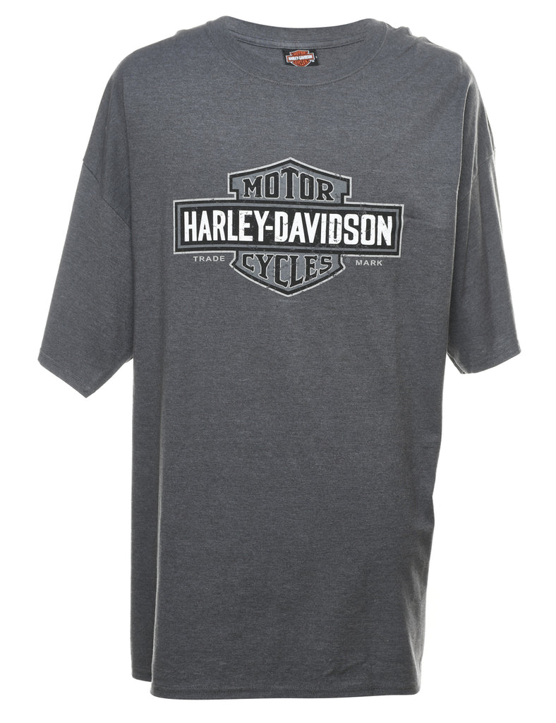 Harley Davidson Grey Y2K Printed T-shirt - XL